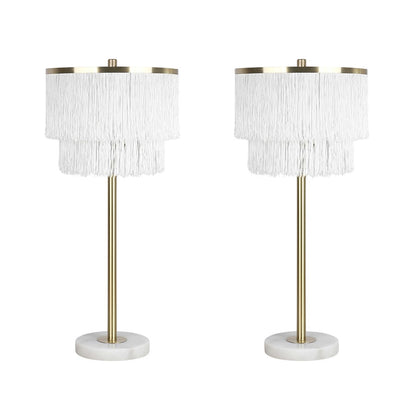 Classy Living Tassel Elegance 1Lt Table Lamp/Set of 2, Gld/Wht - DS-ECL3308