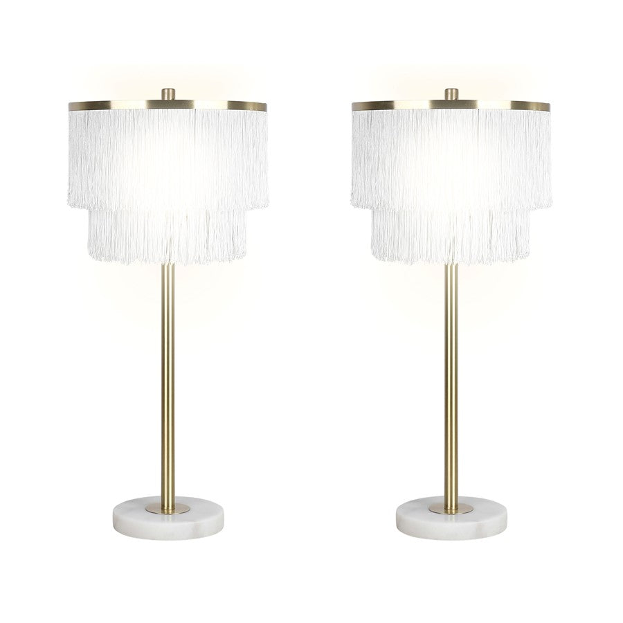Classy Living Tassel Elegance 1Lt Table Lamp/Set of 2, Gold/White