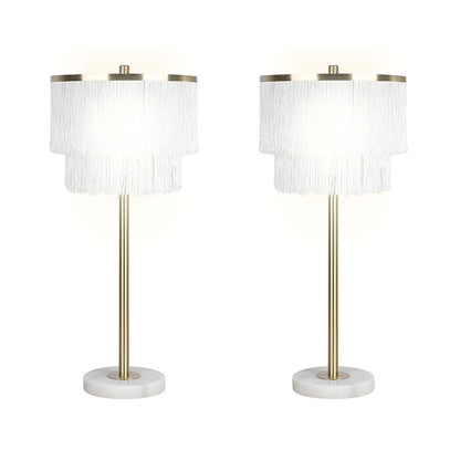 Classy Living Tassel Elegance 1Lt Table Lamp/Set of 2, Gold/White