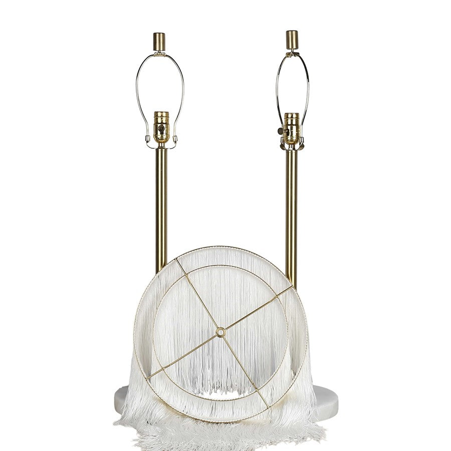 Classy Living Tassel Elegance 1Lt Table Lamp/Set of 2, Gold/White