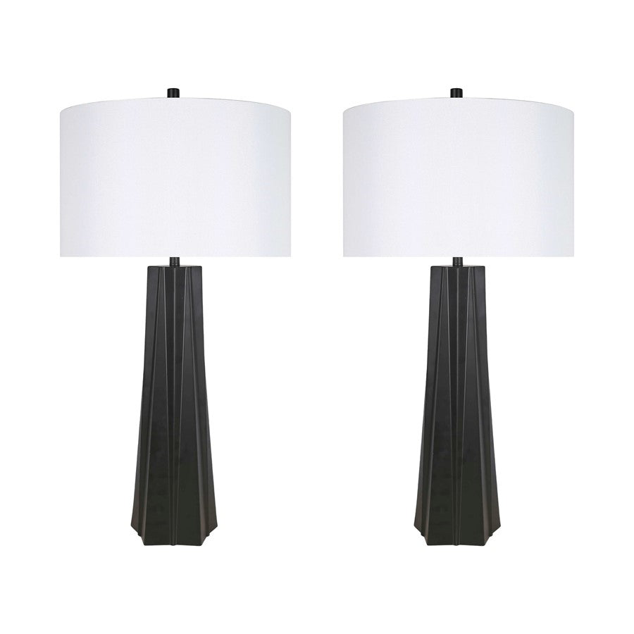 Classy Living Obsidian Glo 1Lt Table Lamp/Set of 2, Blk/Wht - DS-ECL3310