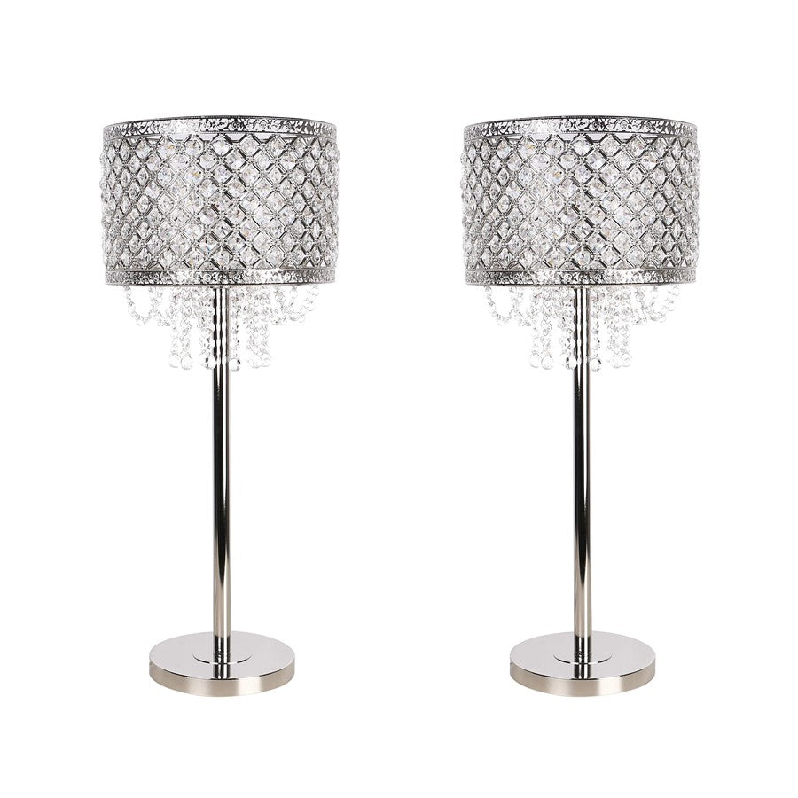 Classy Living Crystal Elegance 1Lt Table Lamp/Set of 2, Nickel/Clr - DS-ECL3312