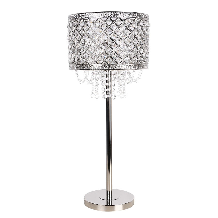 Classy Living Crystal Elegance 1Lt Table Lamp/Set of 2, Nickel/Clear