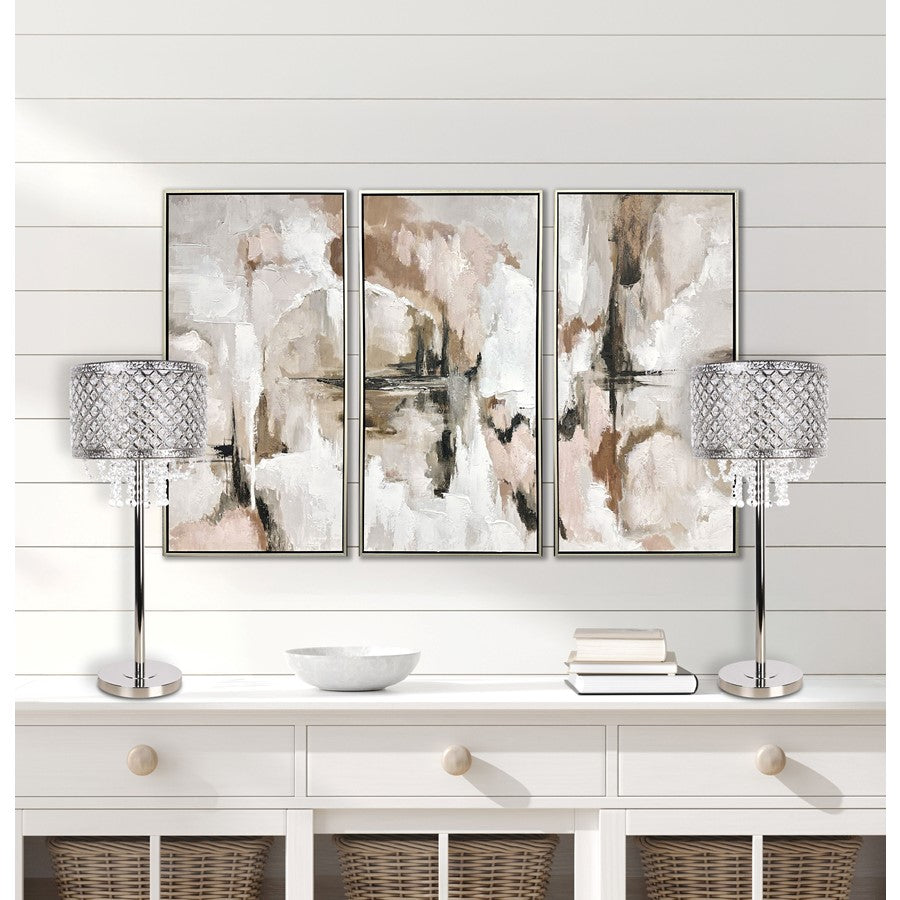Classy Living Crystal Elegance 1Lt Table Lamp/Set of 2, Nickel/Clear
