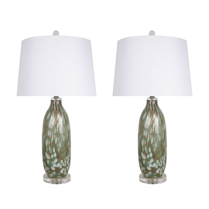 Classy Living Verdant Glow 1Lt Table Lamp/Set of 2, Green/White - DS-ECL3314