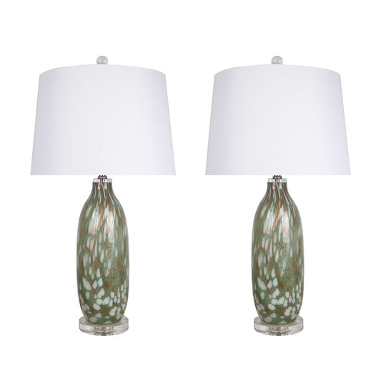 Classy Living Verdant Glow 1Lt Table Lamp/Set of 2, Green/White - DS-ECL3314