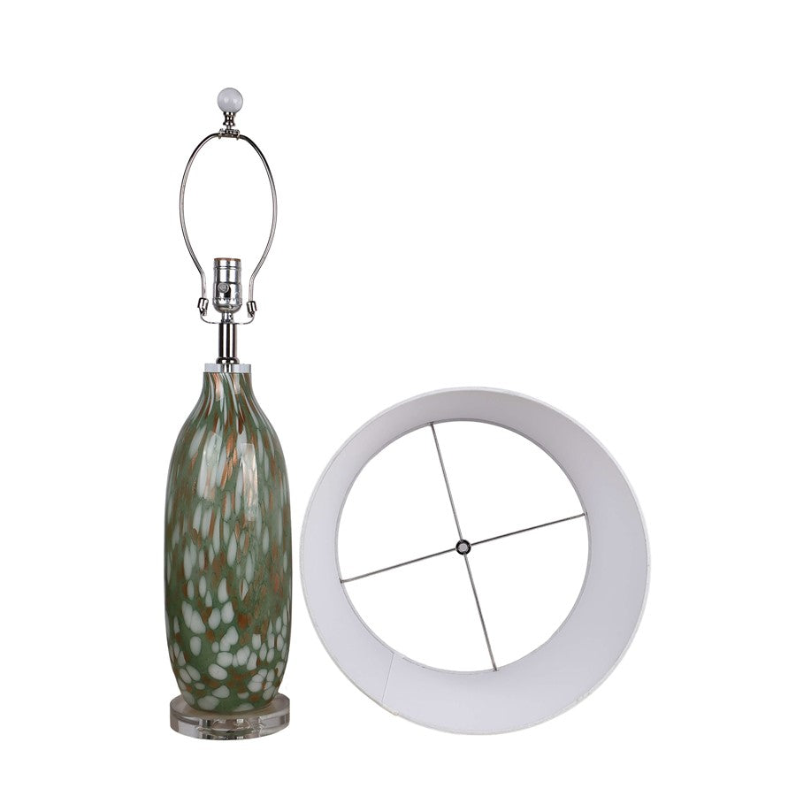 Classy Living Verdant Glow 1Lt Table Lamp/Set of 2, Green/White