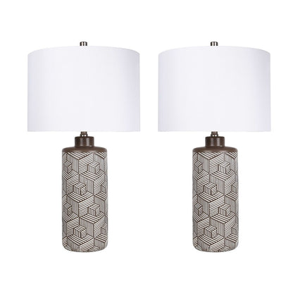 Classy Living Geometric Harmony 1Lt Table Lamp/Set of 2, Brn, Wht - DS-ECL3316