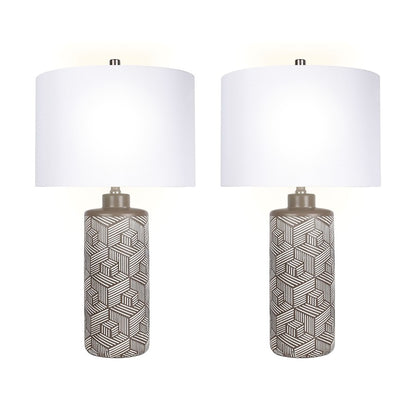 Classy Living Geometric Harmony 1Lt Table Lamp/Set of 2, Brown, White