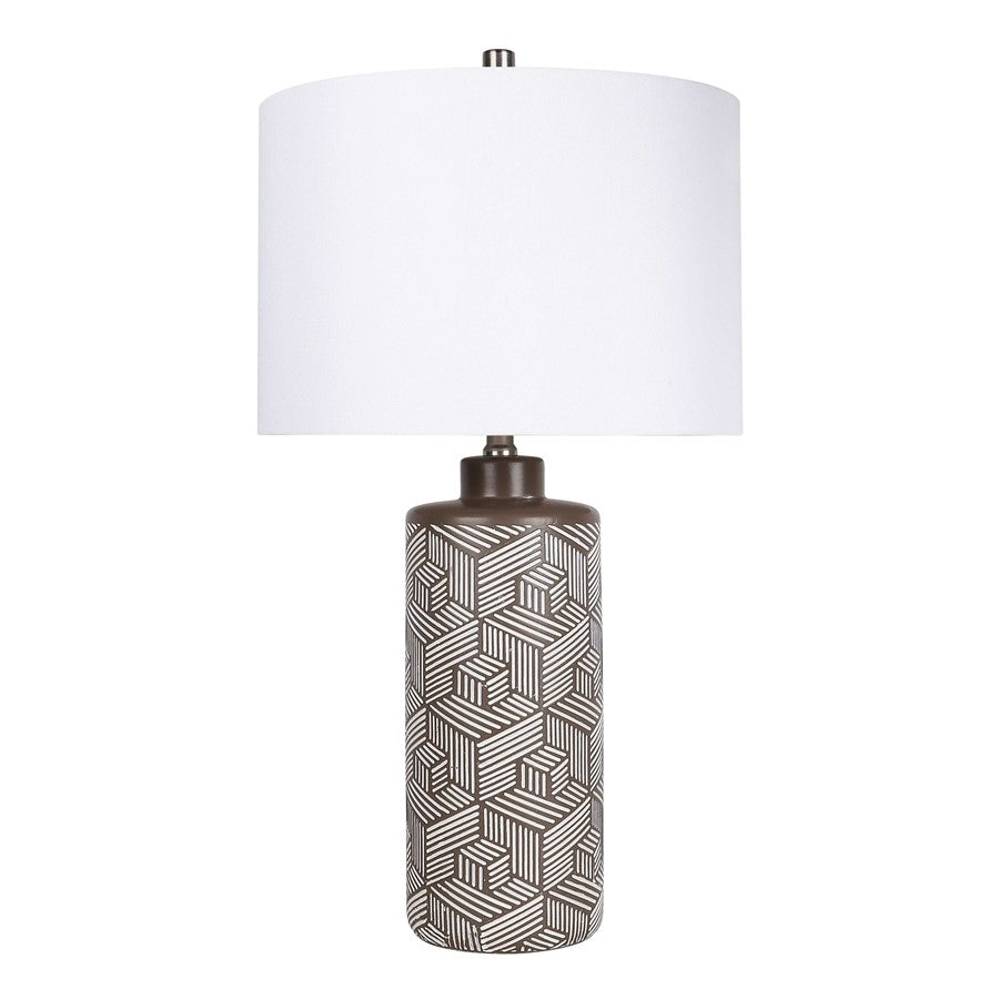 Classy Living Geometric Harmony 1Lt Table Lamp/Set of 2, Brown, White