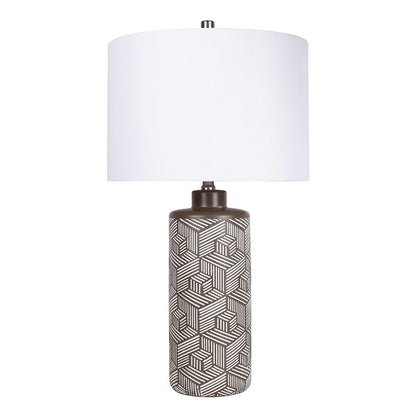 Classy Living Geometric Harmony 1Lt Table Lamp/Set of 2, Brown, White