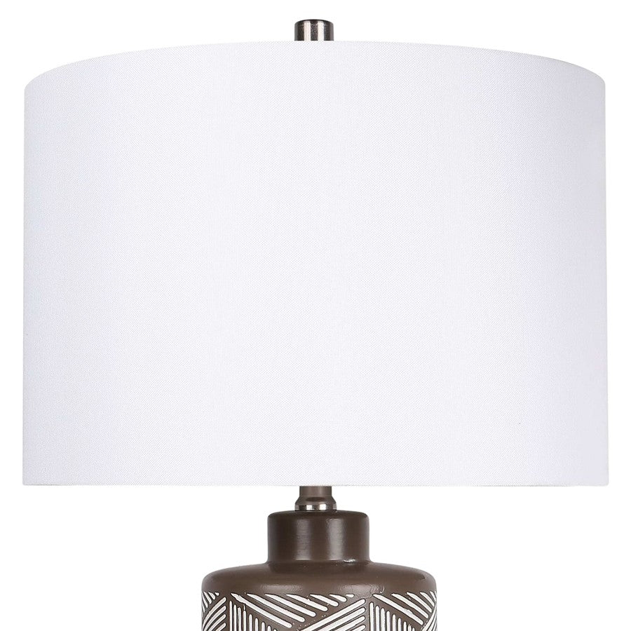 Classy Living Geometric Harmony 1Lt Table Lamp/Set of 2, Brown, White