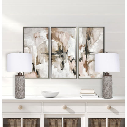 Classy Living Geometric Harmony 1Lt Table Lamp/Set of 2, Brown, White