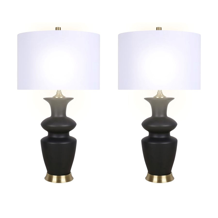 Classy Living Elegance Radiance 1Lt Table Lamp/Set of 2, Black/White