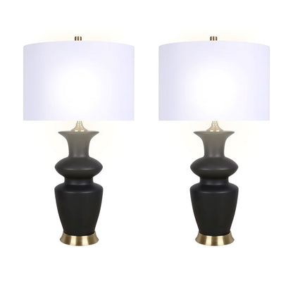 Classy Living Elegance Radiance 1Lt Table Lamp/Set of 2, Black/White