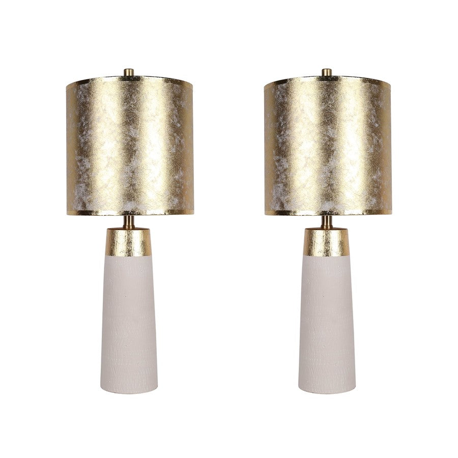 Classy Living Luxe Radiance 1Lt Table Lamp/Set of 2, Wht/Gld - DS-ECL3320