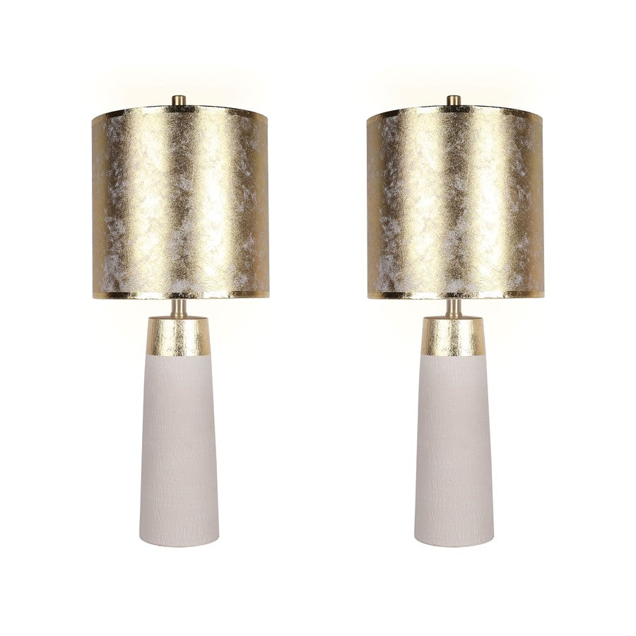 Classy Living Luxe Radiance 1Lt Table Lamp/Set of 2, White/Gld