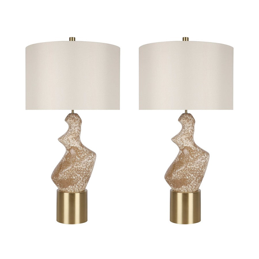 Classy Living Sculptural Serenity Table Lamp/Set of 2, Crm/Tan/Wht - DS-ECL3322