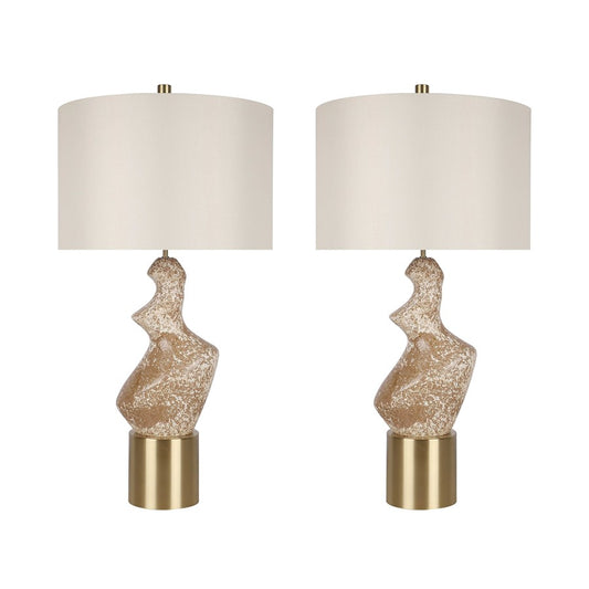 Classy Living Sculptural Serenity Table Lamp/Set of 2, Crm/Tan/Wht - DS-ECL3322