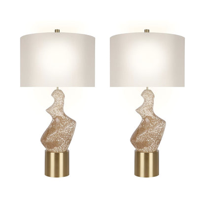 Classy Living Sculptural Serenity Table Lamp/Set of 2, Crm/Tan/White
