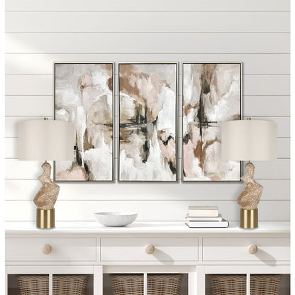 Classy Living Sculptural Serenity Table Lamp/Set of 2, Crm/Tan/White