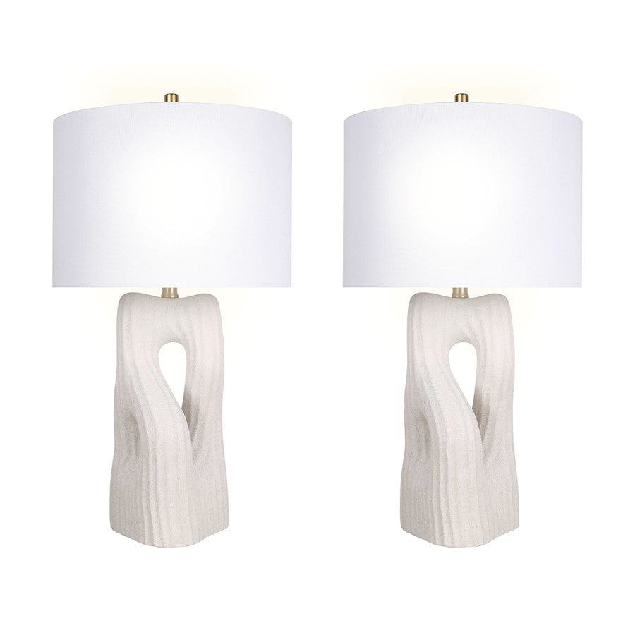 Classy Living Eclipse Harmony Ceramic 1Lt Table Lamp/Set of 2, White