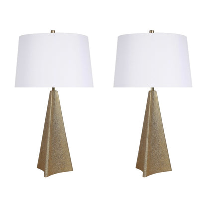 Classy Living Glden Apex Ceramic 1Lt Table Lamp/Set of 2, Gld/Wht - DS-ECL3328