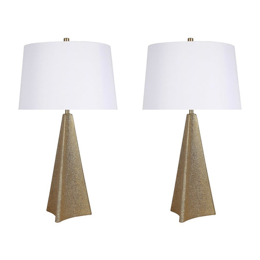 Classy Living Glden Apex Ceramic 1Lt Table Lamp/Set of 2, Gld/Wht - DS-ECL3328