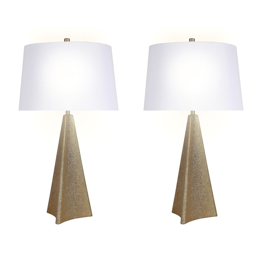 Classy Living Golden Apex Ceramic 1Lt Table Lamp/Set of 2, Gold/White