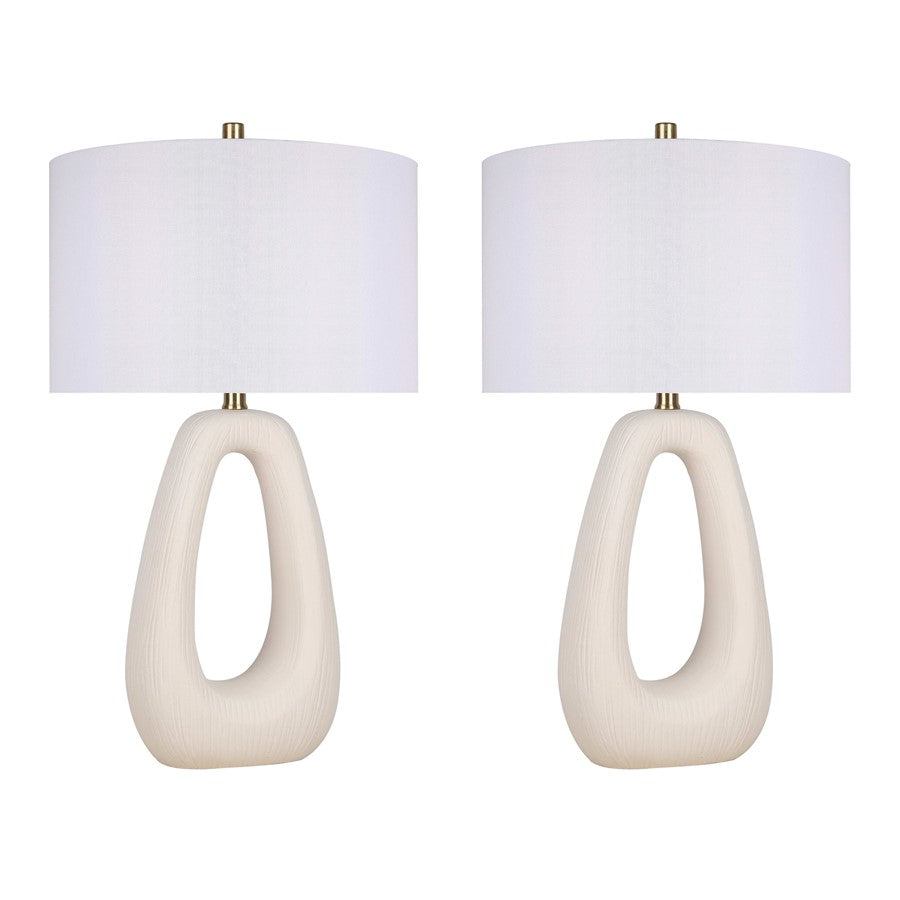 Classy Living Serenity Loop Ceramic 1Lt Table Lamp/Set of 2, Wht - DS-ECL3334