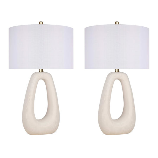 Classy Living Serenity Loop Ceramic 1Lt Table Lamp/Set of 2, Wht - DS-ECL3334