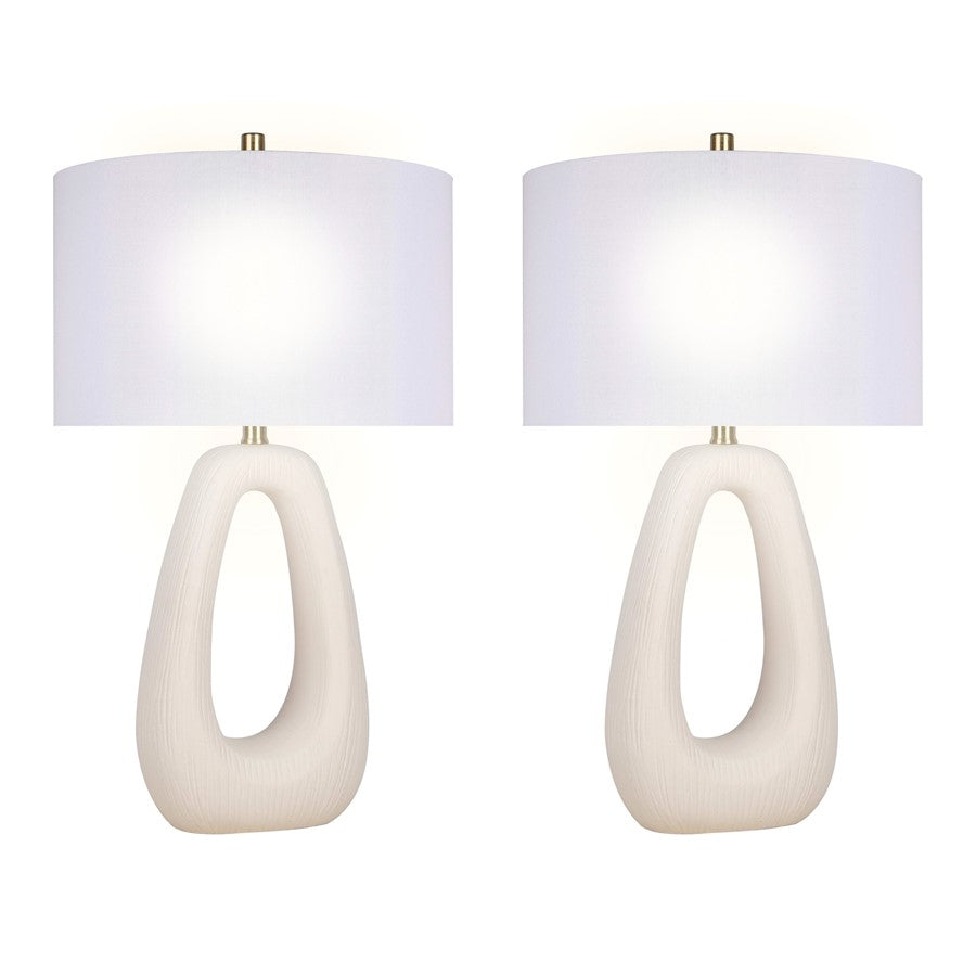 Classy Living Serenity Loop Ceramic 1Lt Table Lamp/Set of 2, White