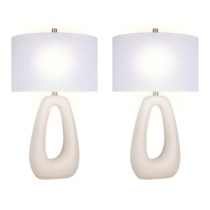 Classy Living Serenity Loop Ceramic 1Lt Table Lamp/Set of 2, White