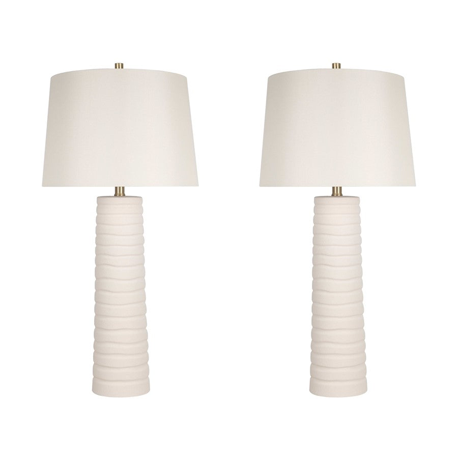 Classy Living Calming Flow 1Lt Table Lamp/Set of 2, Wht/Off Wht - DS-ECL3336