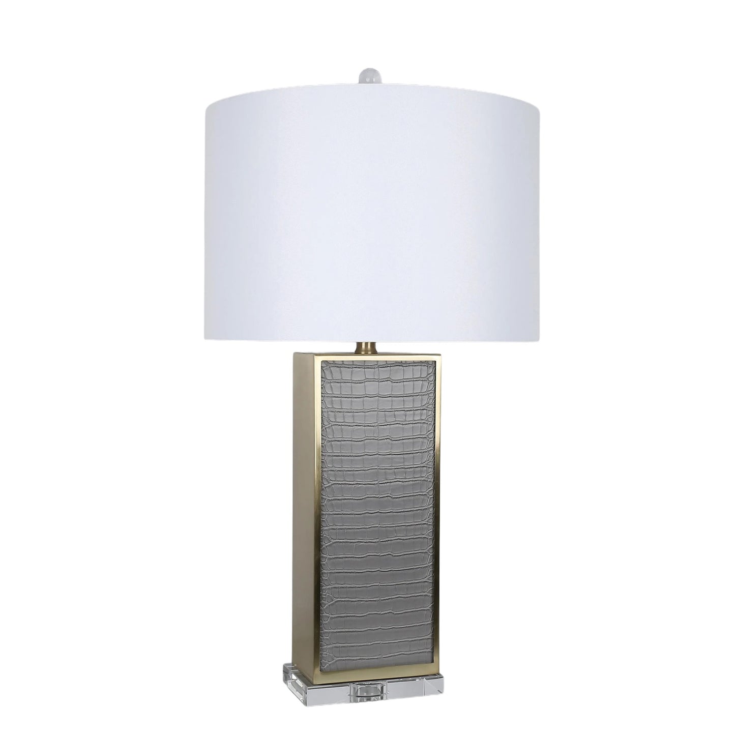 Classy Living "Gator Luxe", Grey Gator Pu/Soft Gold/Clear Crystal