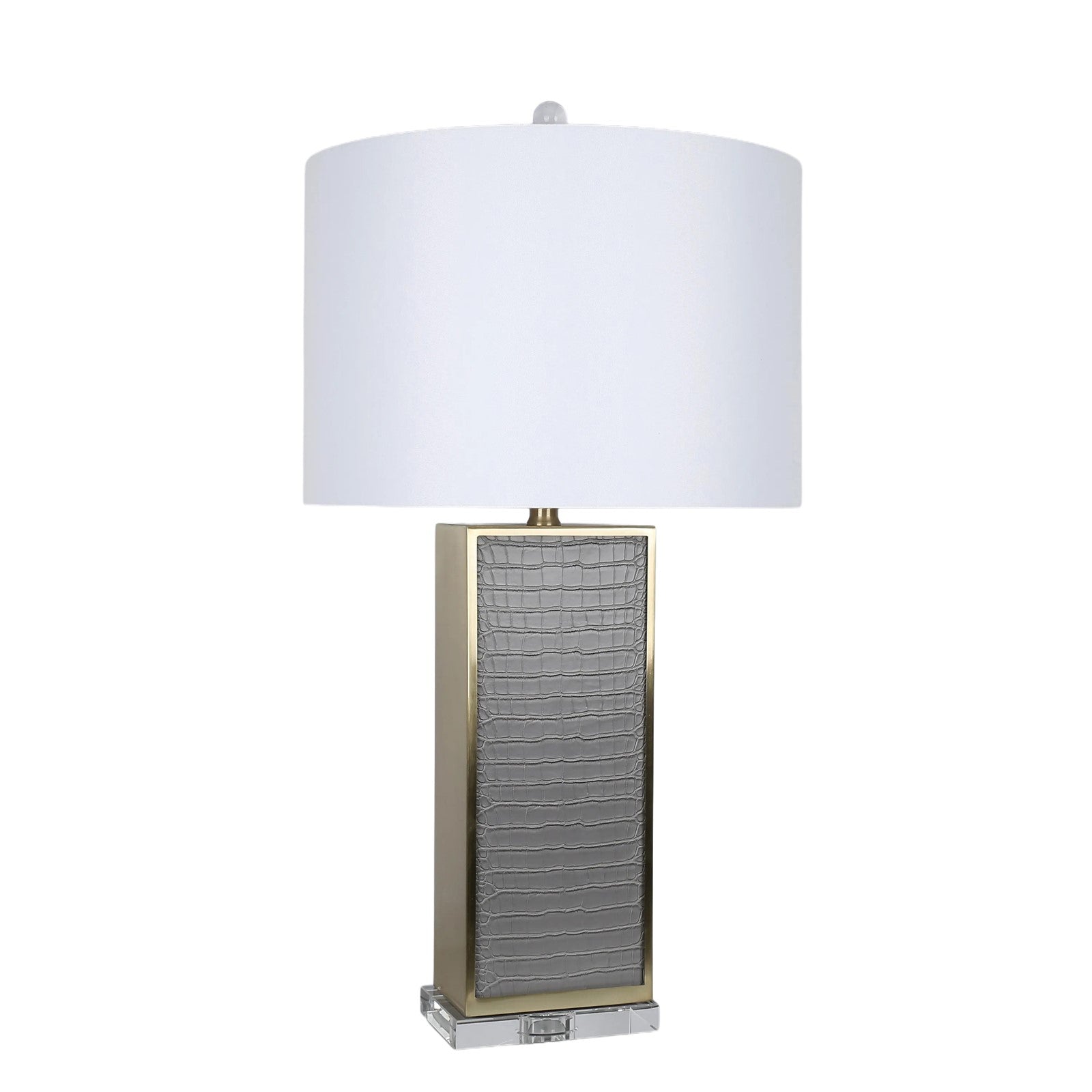 Classy Living "Gator Luxe", Grey Gator Pu/Soft Gold/Clear Crystal