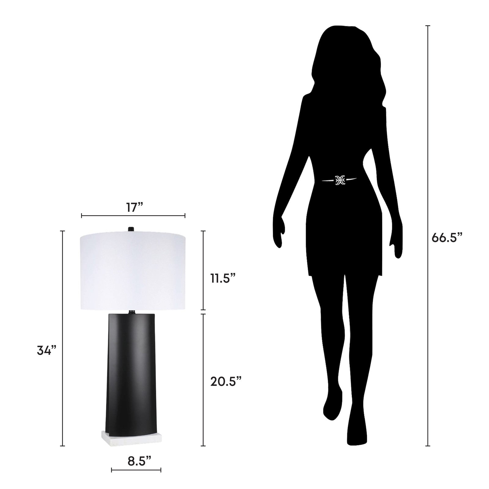 Classy Living Monolith Aura 34"x17", Matte Black/White Marble