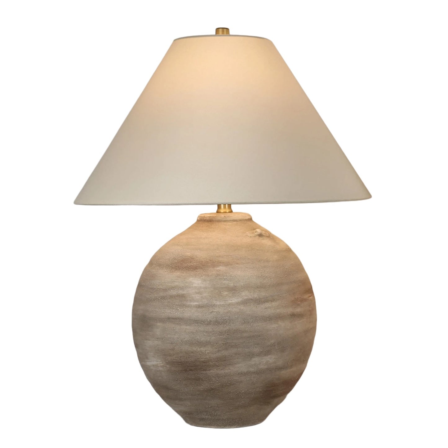 Classy Living Rustic Sphere 28"x21" Ceramic Table, Natural Bisque