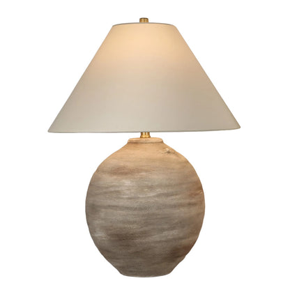 Classy Living Rustic Sphere 28"x21" Ceramic Table, Natural Bisque