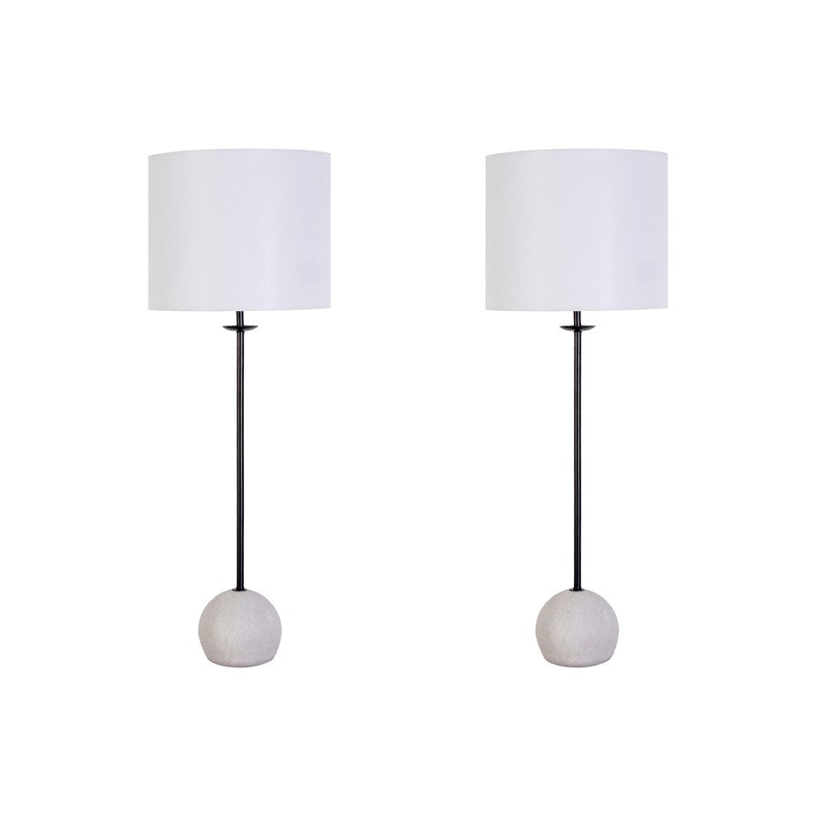 Classy Living Urban Sphere 1Lt Table Lamp/Set of 2, Blk/Off Wht - DS-KTL3380