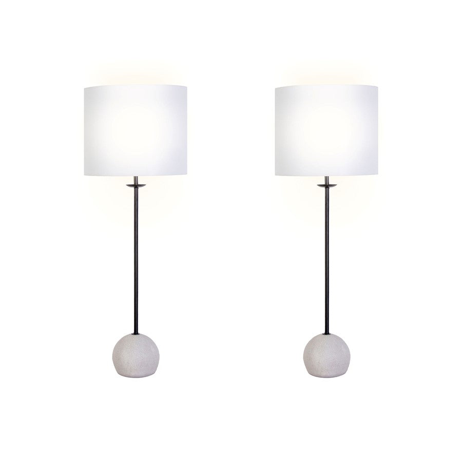 Classy Living Urban Sphere 1Lt Table Lamp/Set of 2, Black/Off White