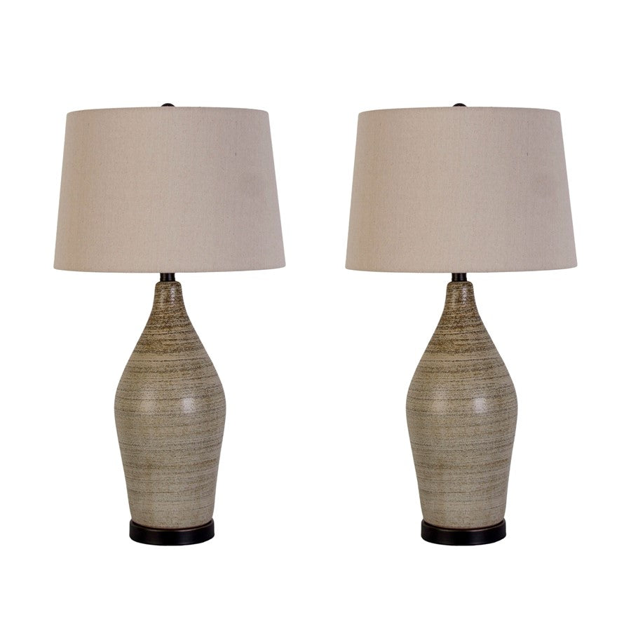 Classy Living Serene 1Lt Table Lamp/Set of 2, Natural/Oatmeal - DS-KTL3382