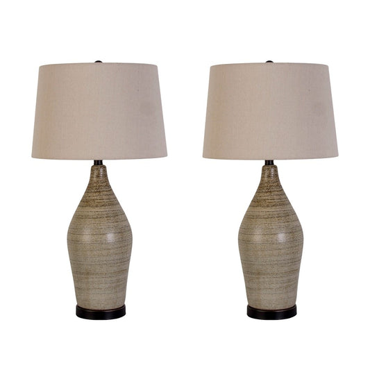 Classy Living Serene 1Lt Table Lamp/Set of 2, Natural/Oatmeal - DS-KTL3382