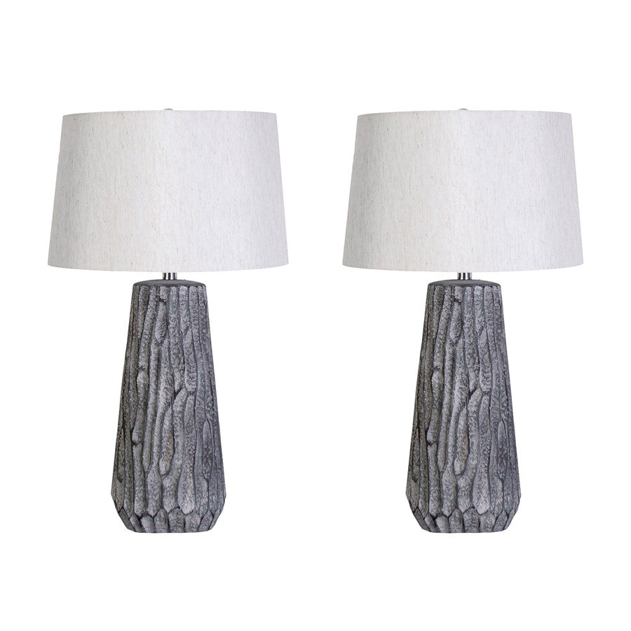 Classy Living Textured Elegance Table Lamp/Set of 2, Gry/Natural - DS-KTL3388