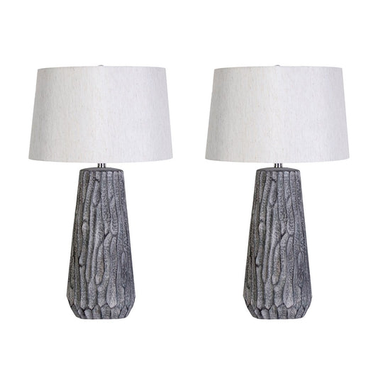 Classy Living Textured Elegance Table Lamp/Set of 2, Gry/Natural - DS-KTL3388
