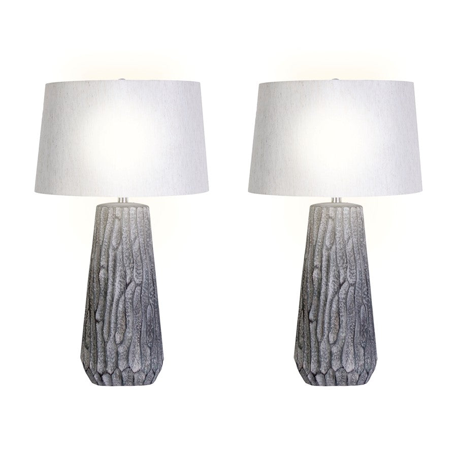 Classy Living Textured Elegance Table Lamp/Set of 2, Grey/Natural