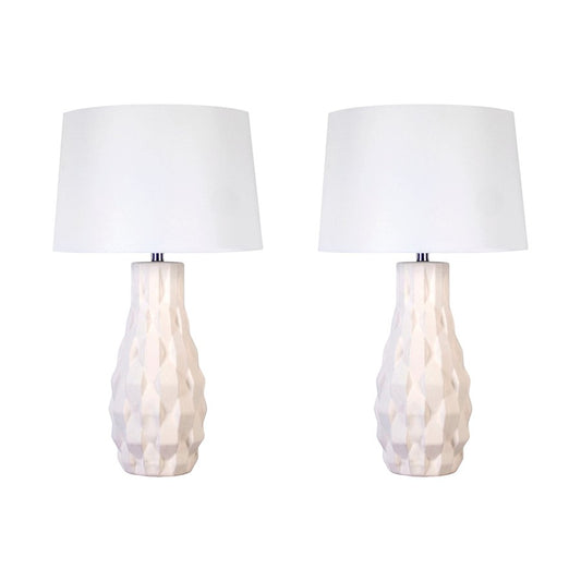Classy Living Sculpted Elegance 1Lt Table Lamp/Set of 2, Wht/Wht - DS-KTL3390