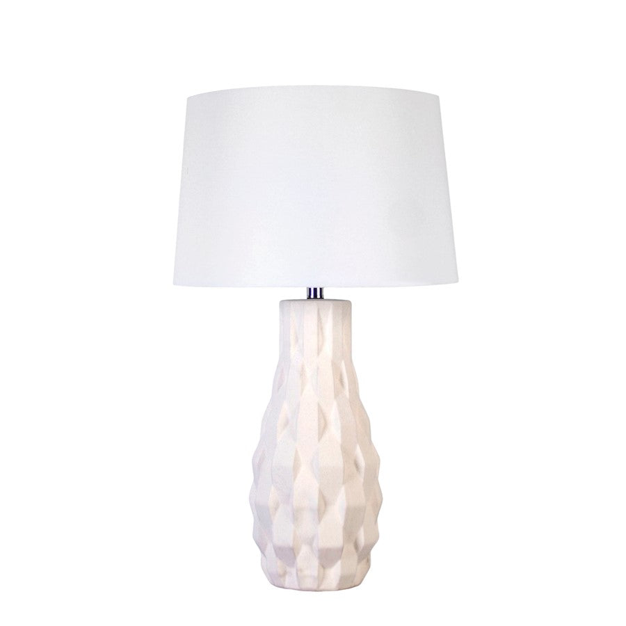 Classy Living Sculpted Elegance 1Lt Table Lamp/Set of 2, White/White