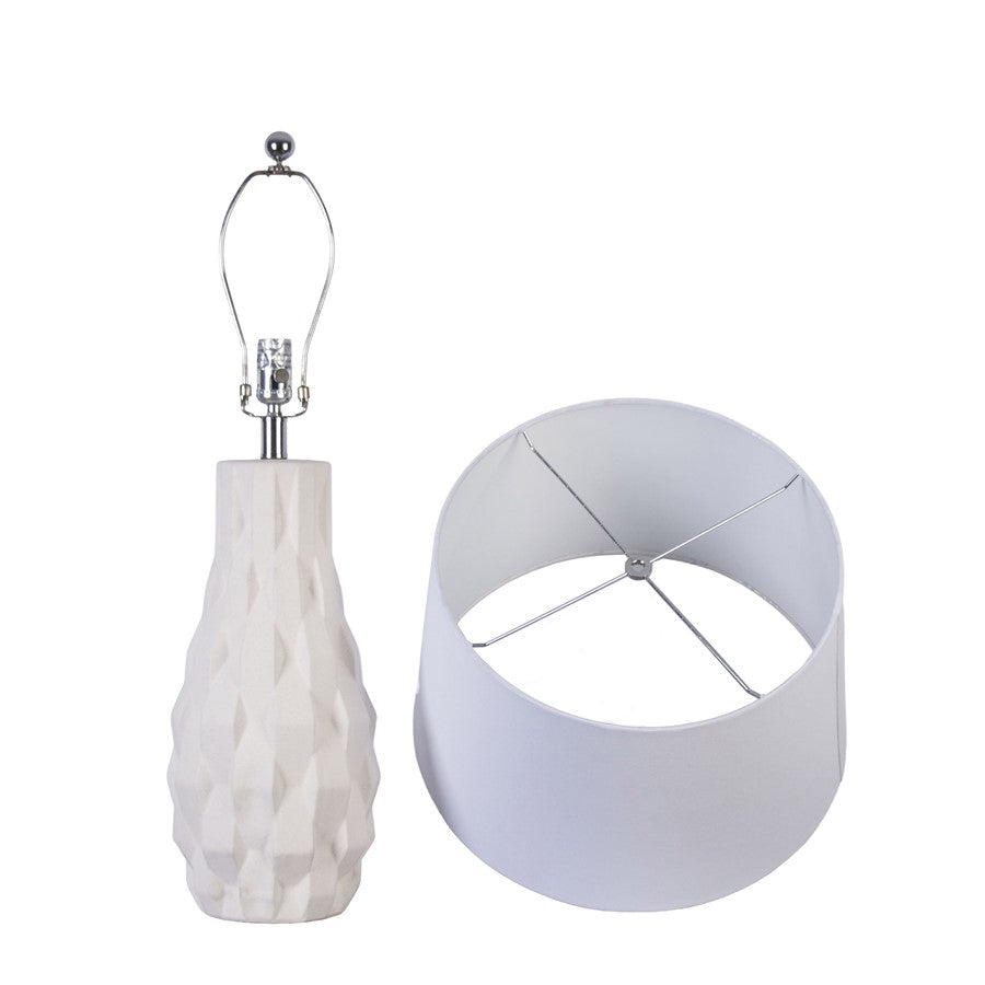 Classy Living Sculpted Elegance 1Lt Table Lamp/Set of 2, White/White