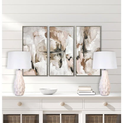 Classy Living Sculpted Elegance 1Lt Table Lamp/Set of 2, White/White